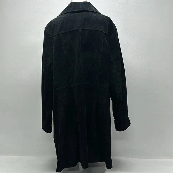 Dennis Basso Coat Heavy Pure Suede Button Down Welted Pocket Black Plus Size 3X - Picture 6 of 10